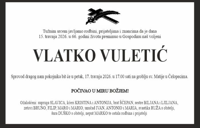 Preminuo je Vlatko Vuletić